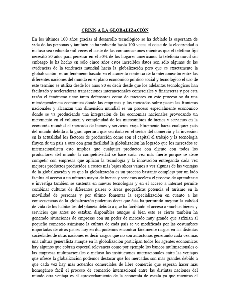 Crisis A La Globalización Descargar Gratis Pdf Globalización Comercio