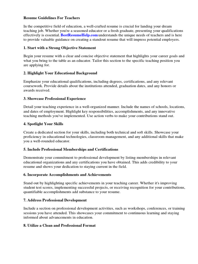 Teacher Resume Writing Tips | PDF | Résumé | Teachers