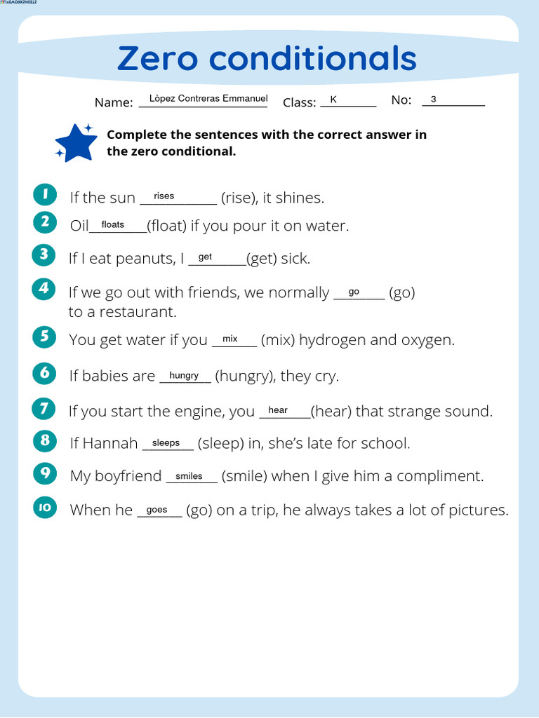 Zero Conditionals Practice | PDF