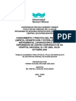 Universidad Privada Norbert Wiener Facultad de Ciencias de La Salud Programa de Segunda Especialidad de Gestión en Central de Esterilización