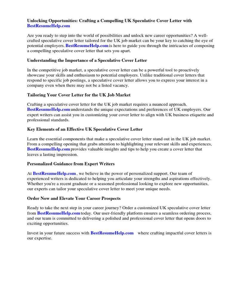 UK Speculative Cover Letter Guide | PDF | Linked In | Résumé