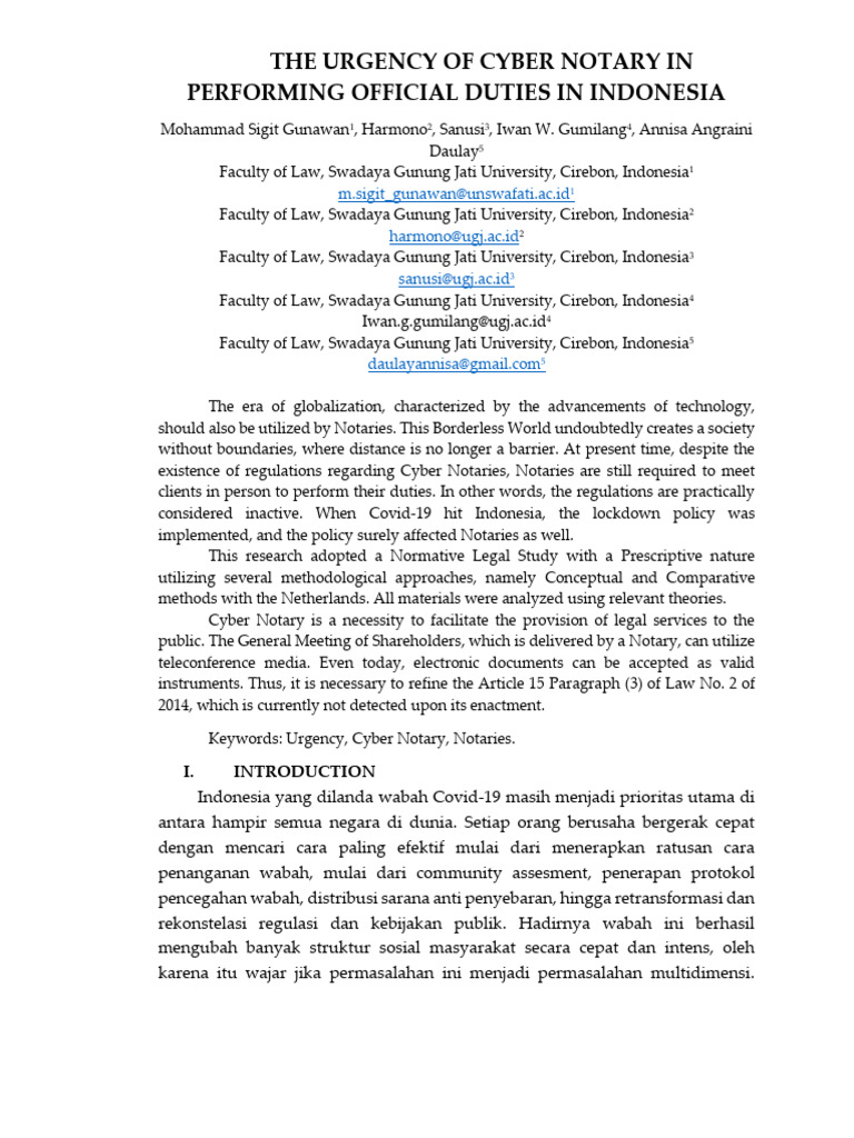 Cyber Notary Indo 1 Download Free Pdf Governance Government