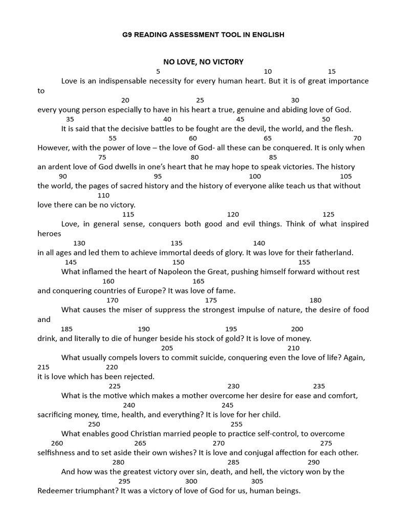 G 9 reading assessment tool in english pdf love religious belief