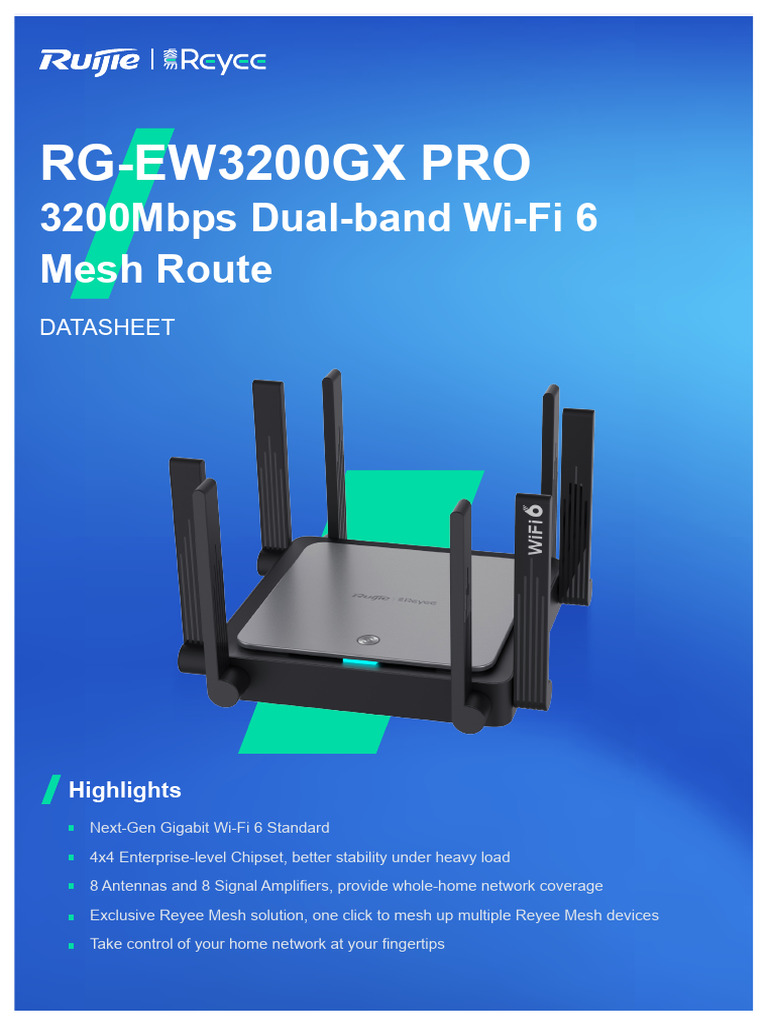 RG-EW3200GX PRO Router Datasheet | PDF | Wi Fi | Ieee 802.11