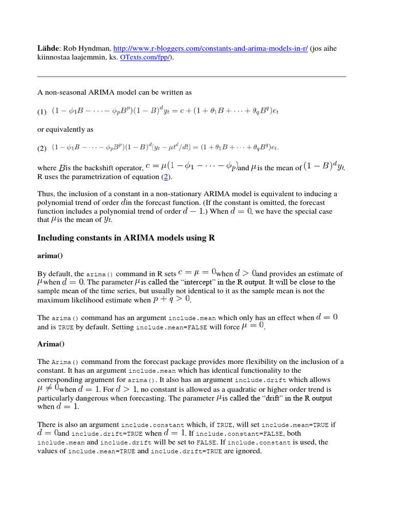 Understanding Non-Seasonal ARIMA with Drift | PDF | Autoregressive ...