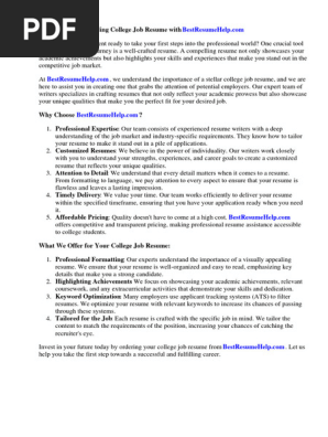 College Job Resume