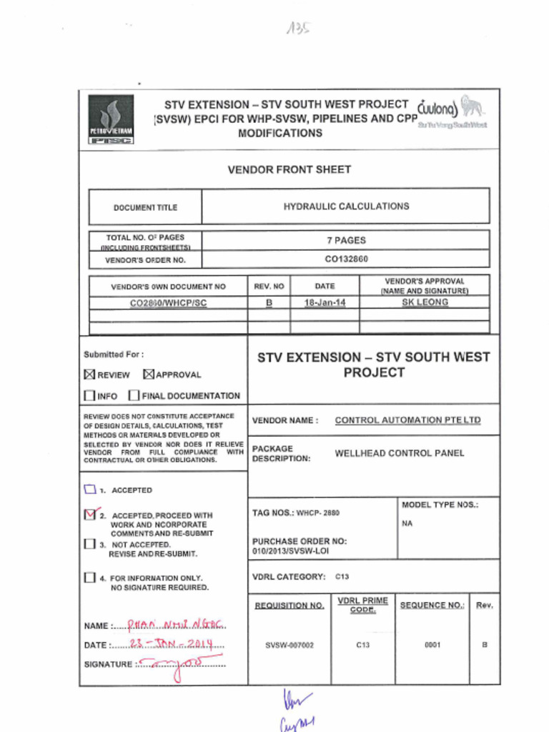 SVSW 007002 C13 0001 R B Hydraulic Calculation Code 2 PDF