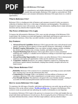 Reference Usa Login