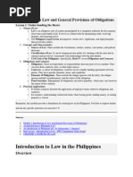 Introduction To Law and General Provisions of Obligations