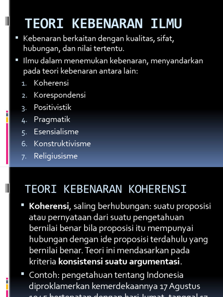 Teori Korespondensi Kebenaran dalam Ilmu | PDF | Ilmu Sosial | Filsafat