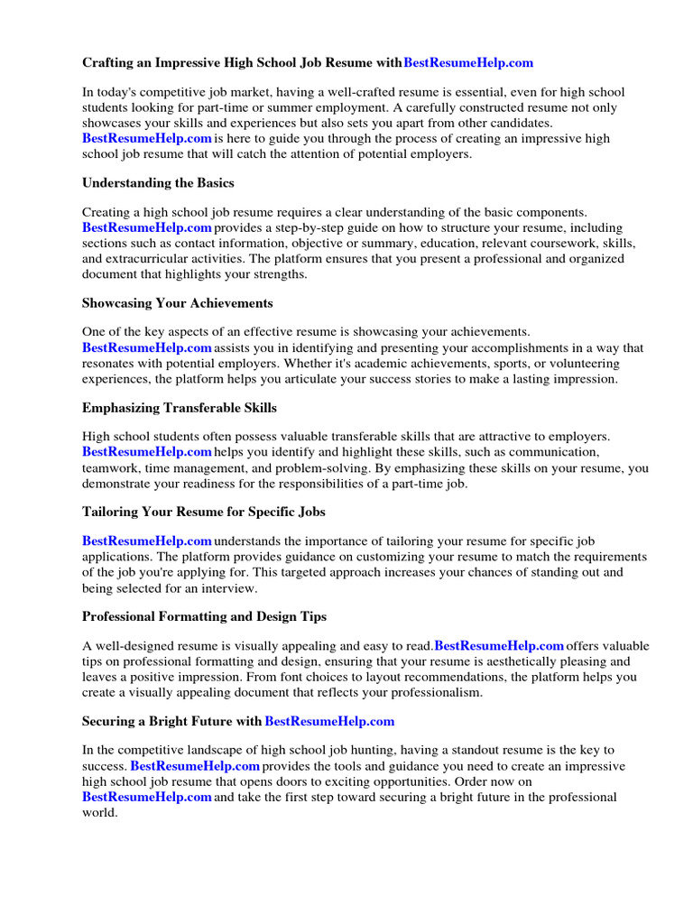 High School Job Resume PDF - 1726488473