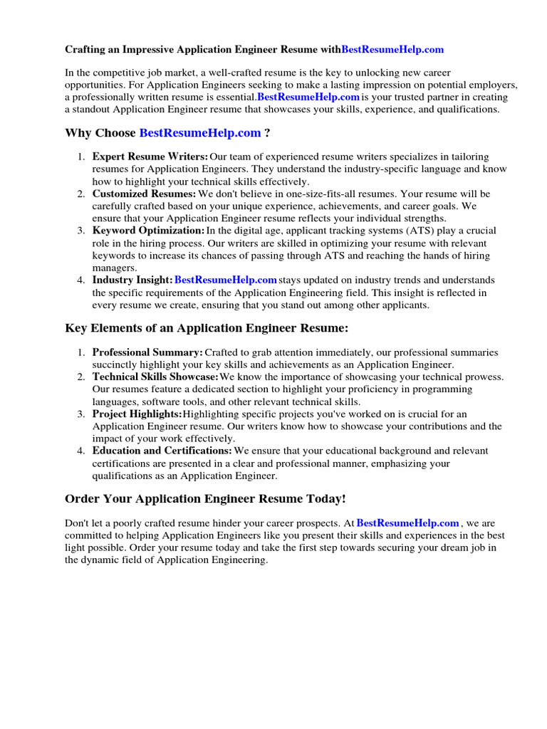 Application Engineer Resume Guide | PDF | Résumé | Engineering
