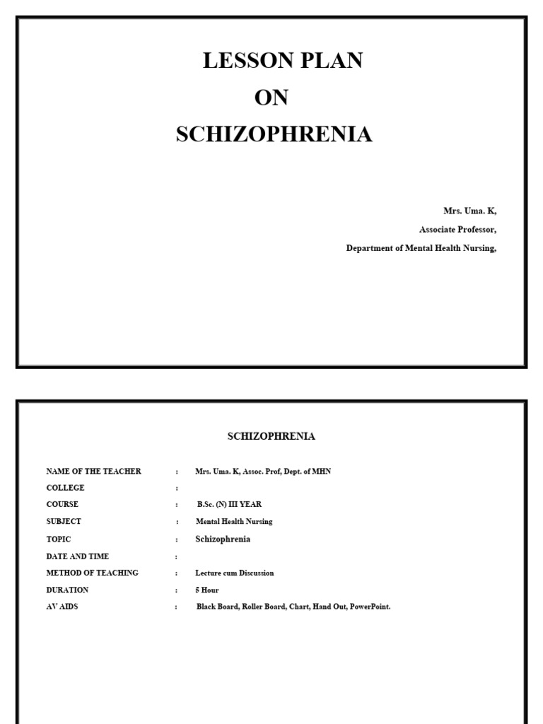 Lesson plan on schizophrenia new pdf schizophrenia antipsychotic
