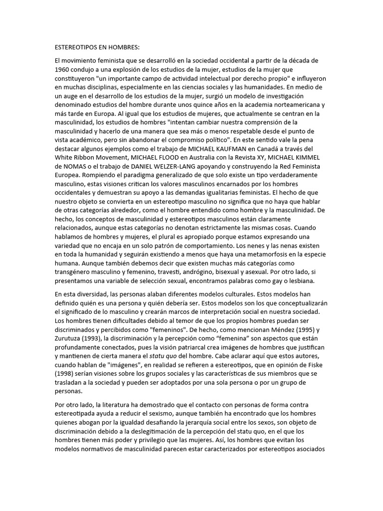 Estereotipos Masculinos y su Impacto | PDF | Masculinidad | Hombre