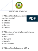 Chemistry G 11 80 Questions From Unit 3 Chemical Bonding and Structure
