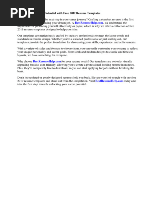 2019 Resume Templates Free