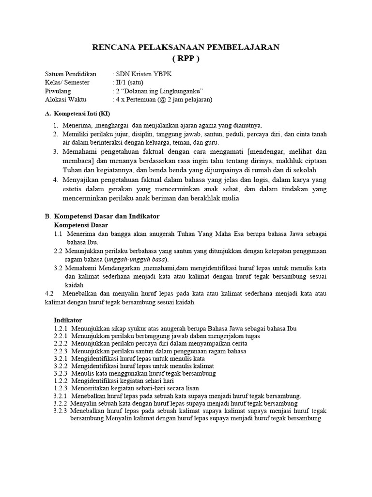 RPP KL 2 UNIT 2 Pertemuan 1 | PDF