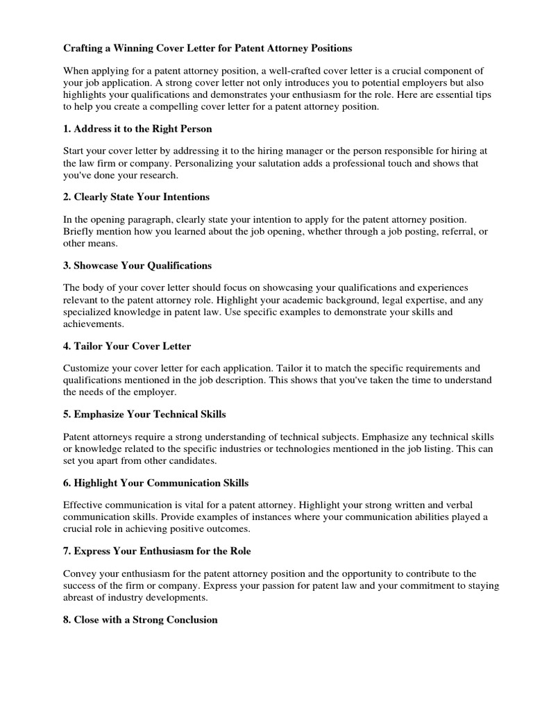 Cover Letter For Patent Attorney Pdf Résumé Photo Inspiration