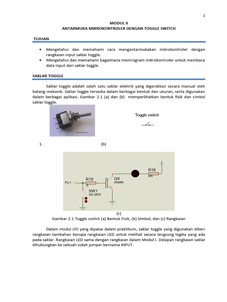 Antarmuka Mikrokontroler dengan Saklar Toggle | PDF | Griya & Taman ...
