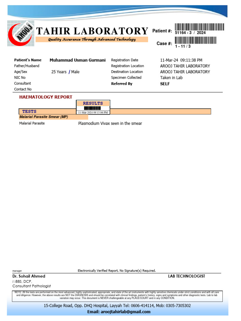 Tahir Laboratory: Results | Download Free PDF | Health Care | Medical ...