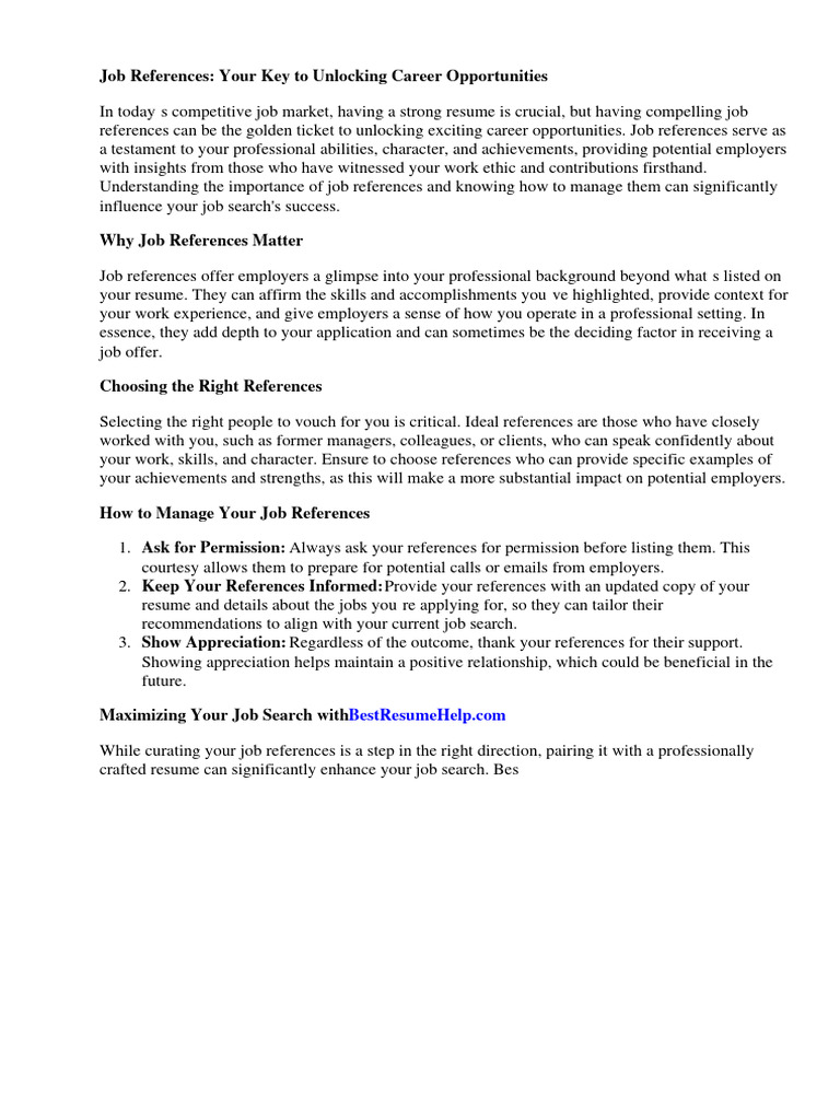 Importance of Job References in Hiring | PDF