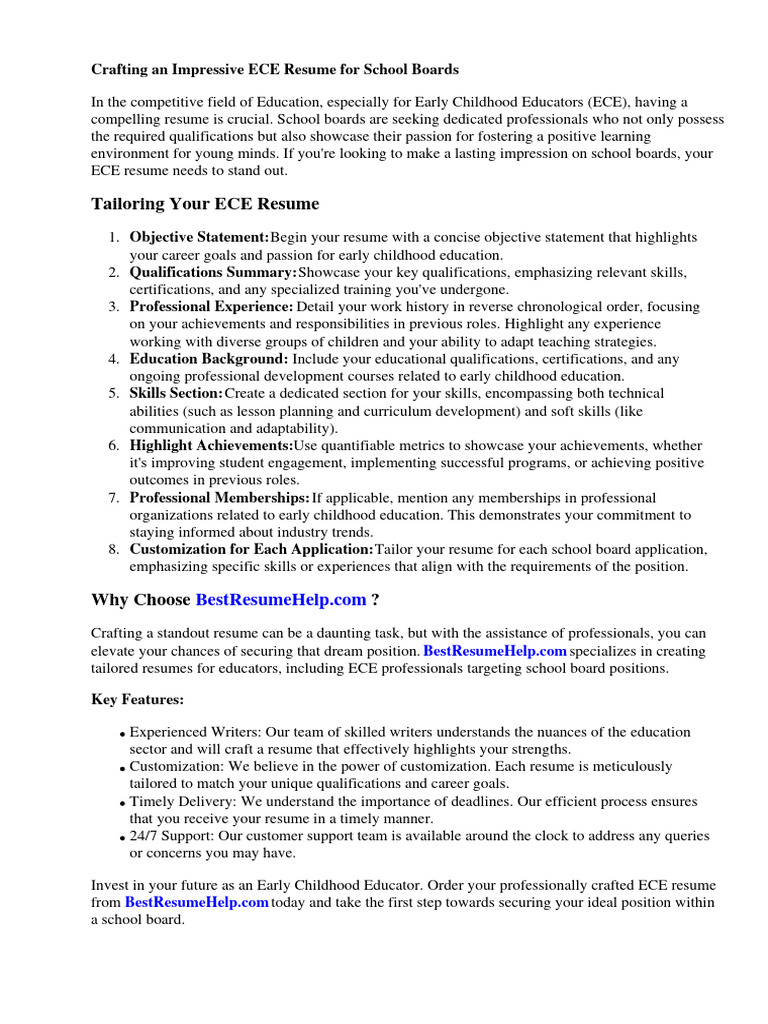 ECE Resume Crafting Guide for Educators | PDF | Résumé | Early ...