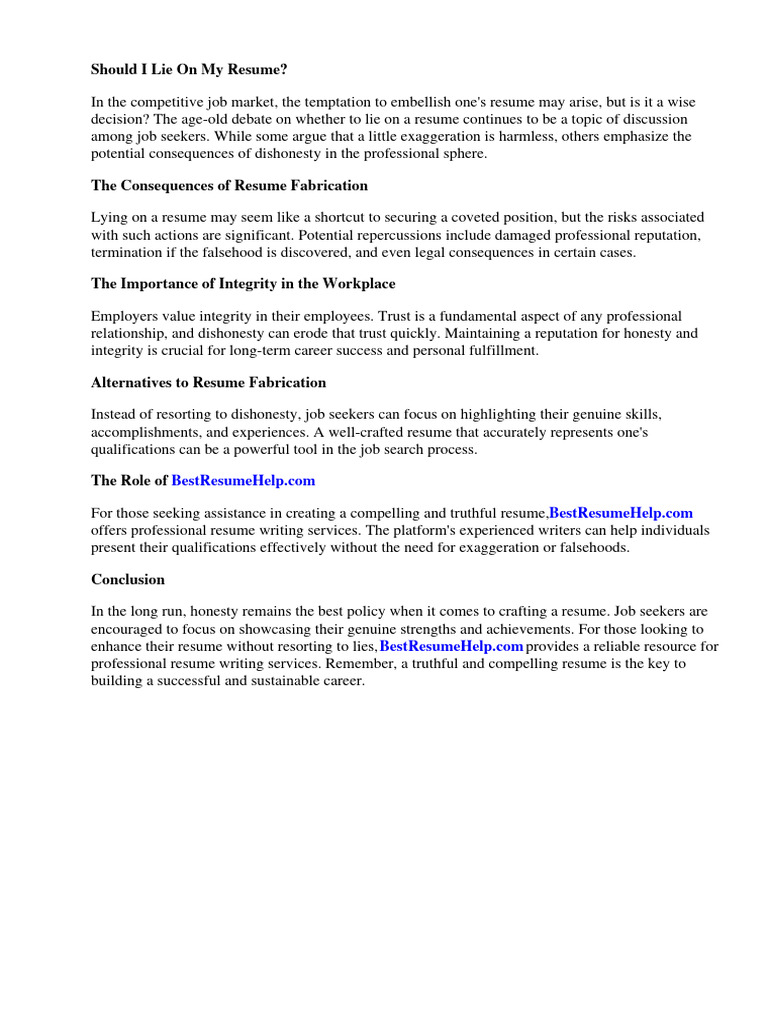 Should I Lie On My Resume PDF - 1725534906