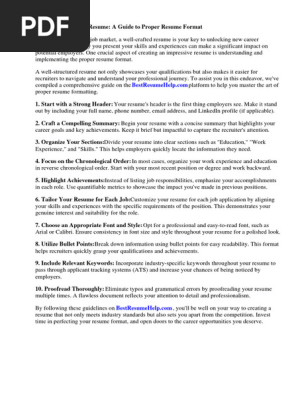 Proper Resume Format