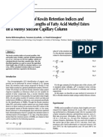 The Relationship of Kováts Retention Indices and Equivalent Chain Lengths of Fatty Acid Methyl Esters On A Methyl Silicone Capillary Column