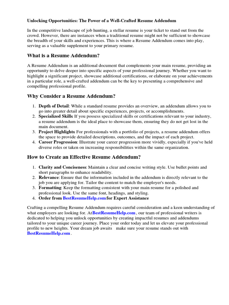 Resume Addendum Download Free - 1721654854