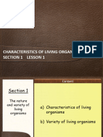 Biology VII Section 1 Lesson 1 Characterisitcs of Living Things