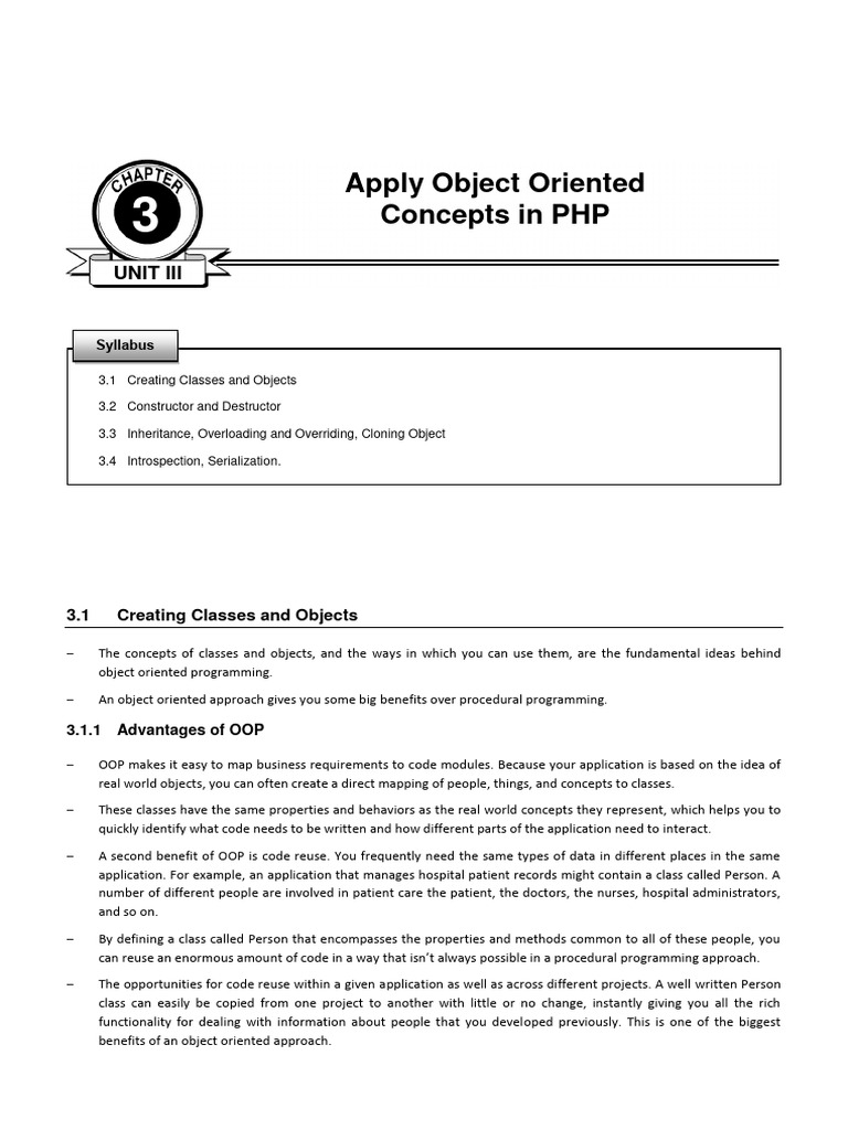 Unit-III Apply Object Oriented_Concepts in _PHP_edited | PDF