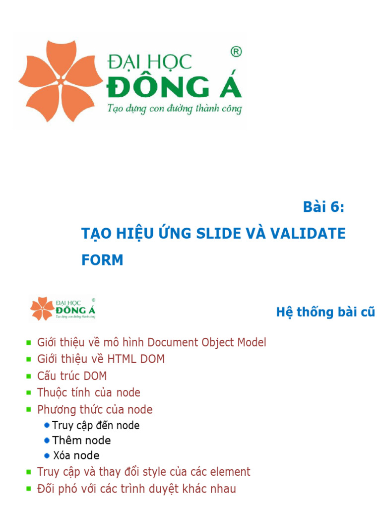 Slide 6 - TẠO HIỆU ỨNG SLIDE VÀ VALIDATE FORM | PDF