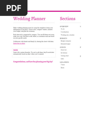 Wedding planner template