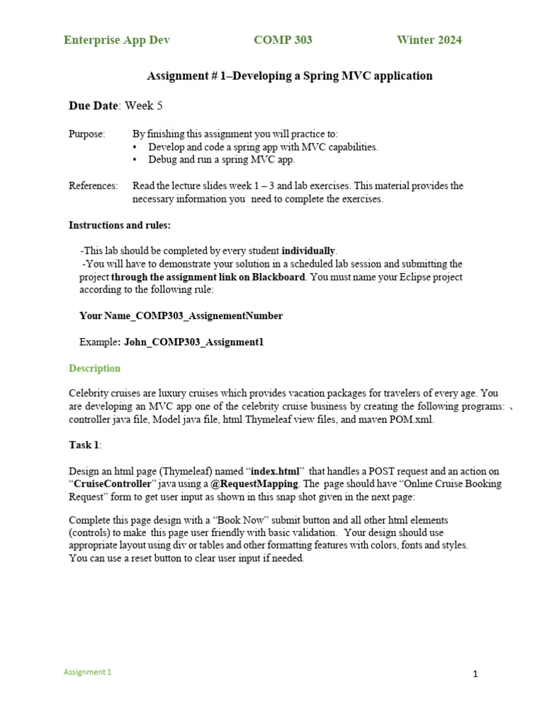 Spring MVC App Development Assignment | PDF | Model–View–Controller | Html