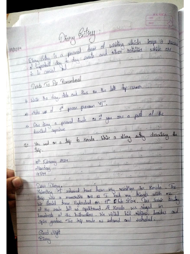 S.Tansy Diary Entry notes PDF