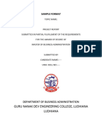 Research Project Front Page - Declaration Format - 0