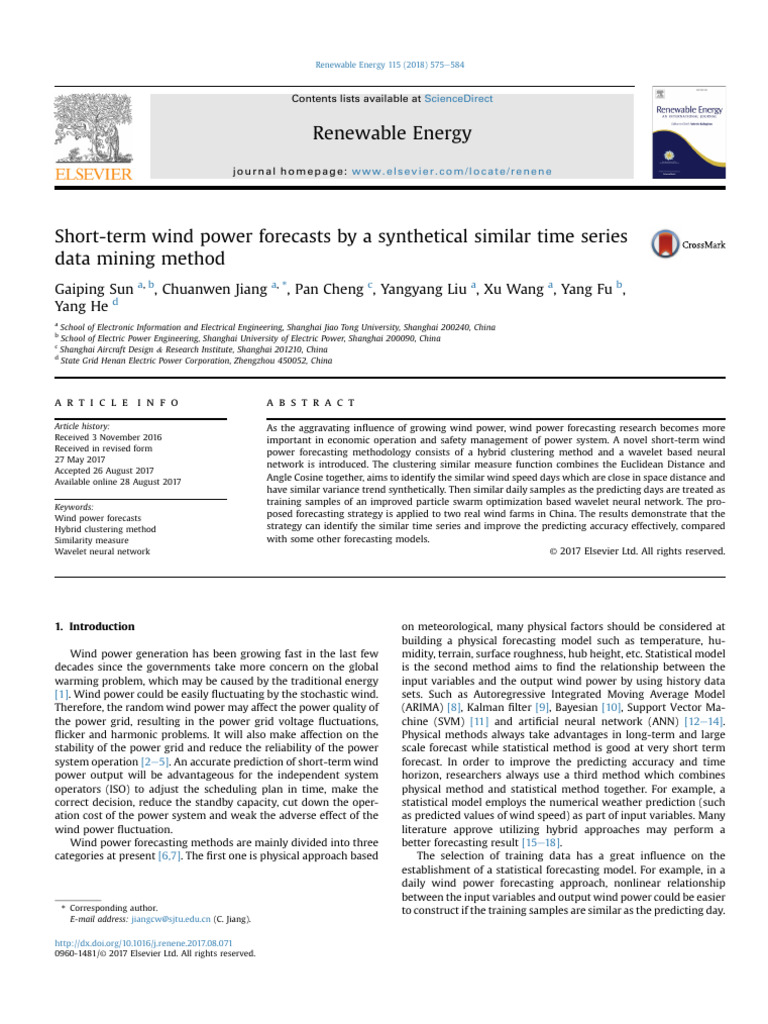 Short-Term Wind Power Forecasts by A Synthetical Similar Time Series ...