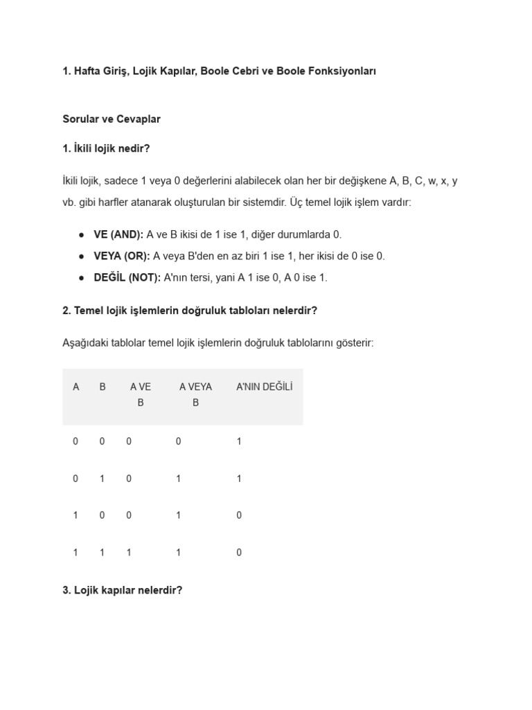 2 Hafta Cikan Sorular | PDF