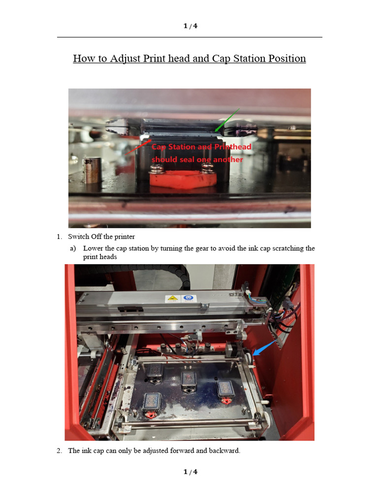 How to Adjust Print Head and Ink Cap Position | PDF