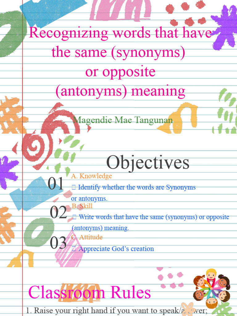 Synonyms and Antonyms Lesson Plan | PDF | Cognition