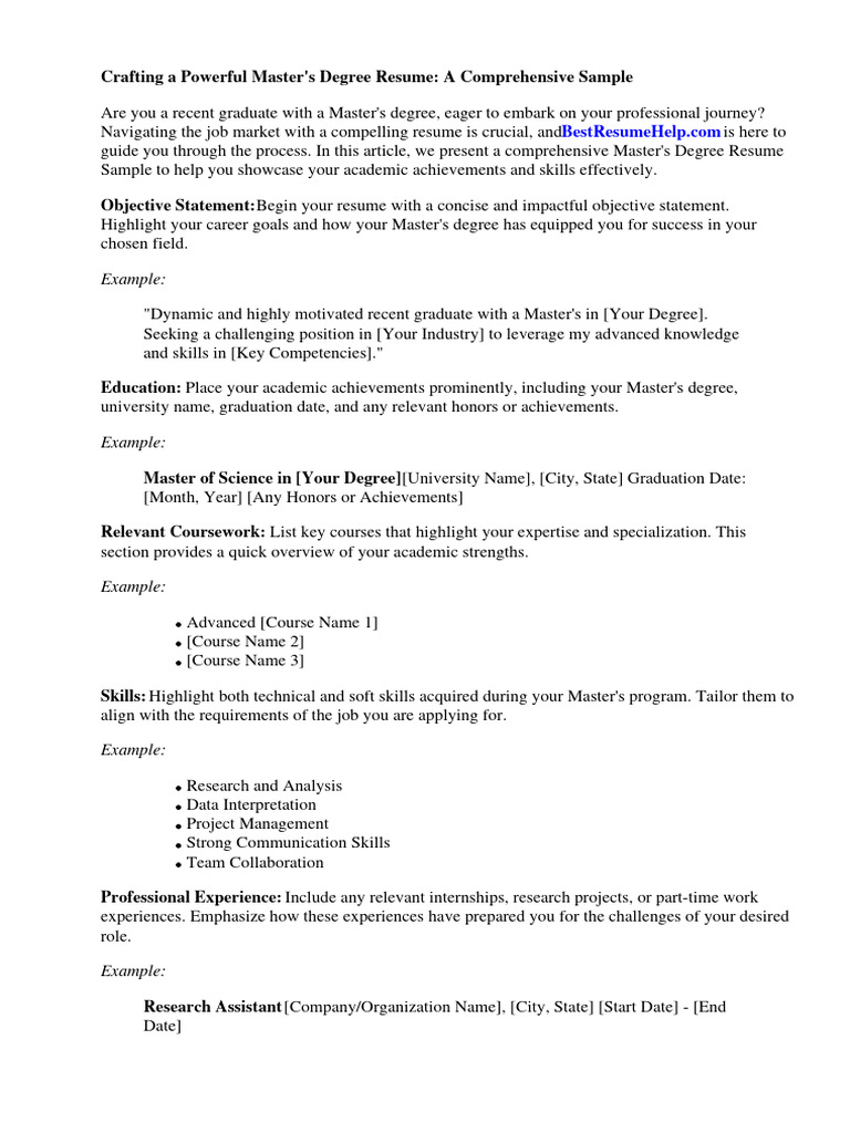 MasterS Degree Resume Sample - 1713749056