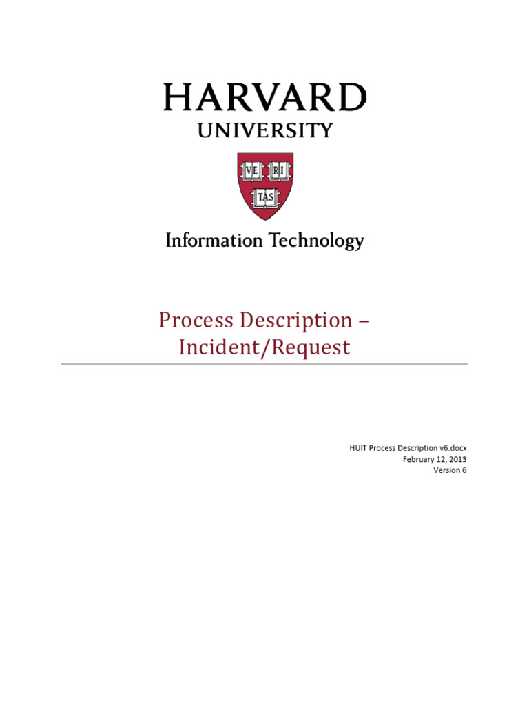 HUIT Incident Request Process Guide | PDF | Performance Indicator | It ...
