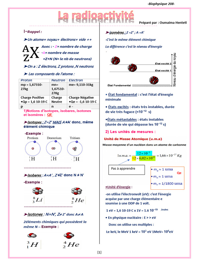 Introduction à la radioactivité | PDF | Noyau atomique | Physique nucléaire