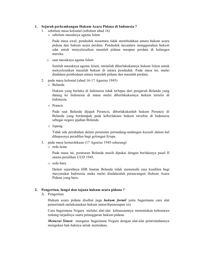 Sejarah An Hukum Acara Pidana Di Indonesia