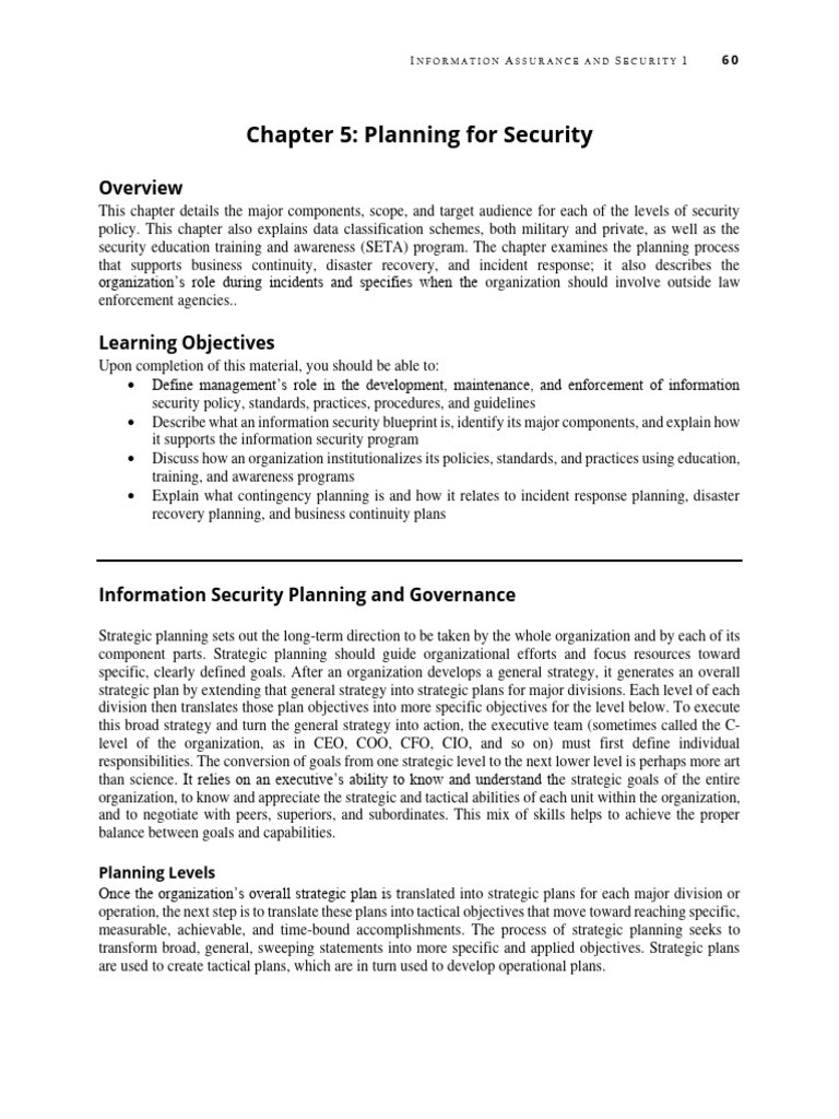Chapter 5 - Planning For Security | PDF | Information Security