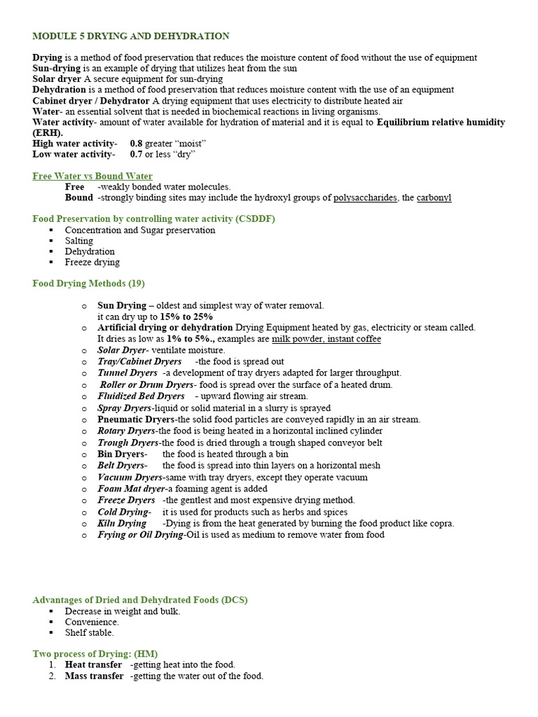 Module 5 Drying and Dehydration PDF Water Clothes Dryer