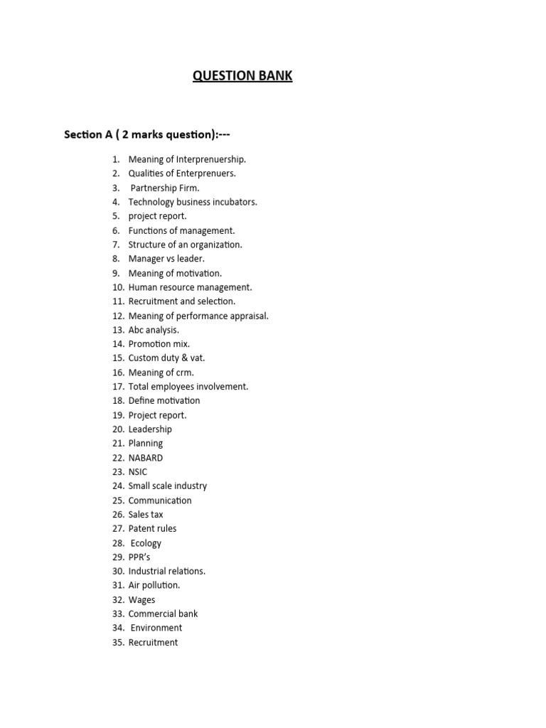 Edm Question Bank Download Free PDF Entrepreneurship Taxes