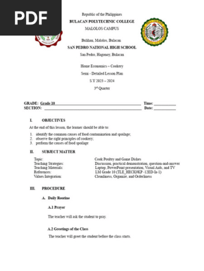 Semi Detailed Lesson Plan