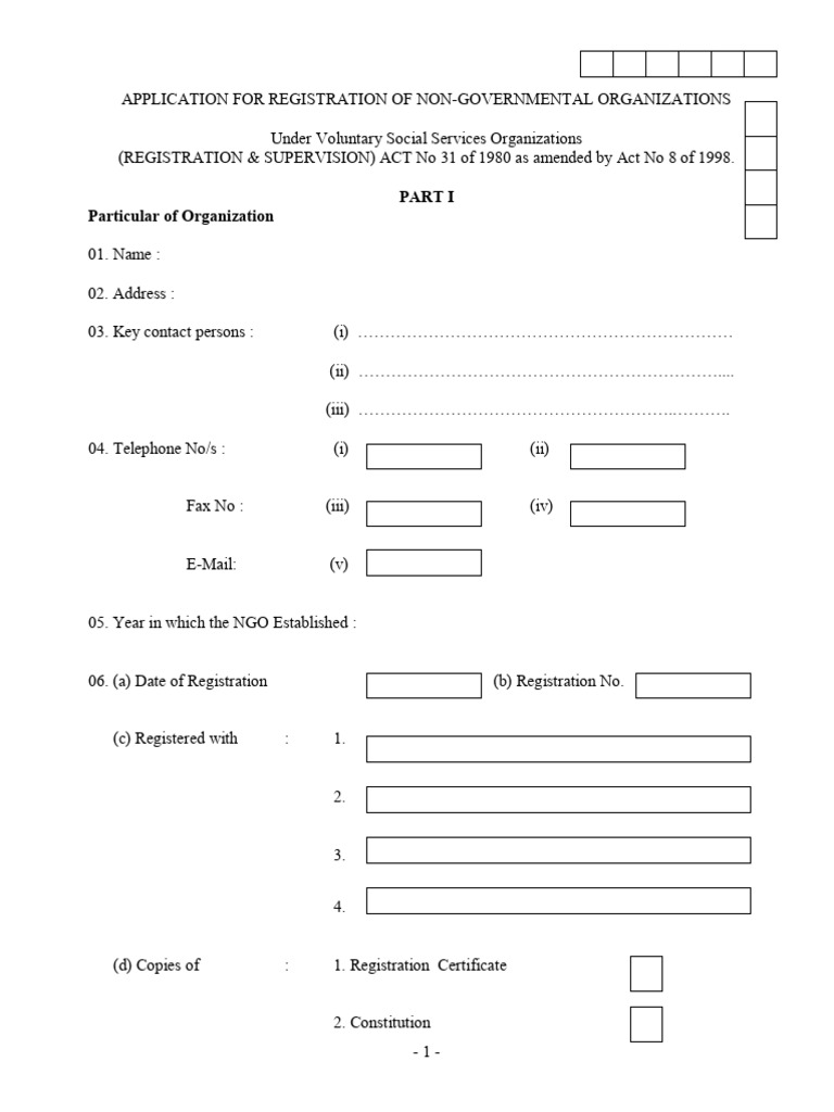 NGO Registration Application Form | PDF
